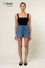 TENCEL™ Elastic Waist Shorts With Back Pockets