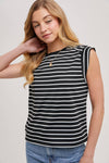 Bluivy - STIRPED MUSCLE TEE: IVORY / S