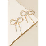 Rhinestone Ribbon Bow Dangle Earrings