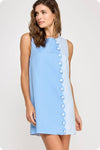 Scallop Color-Block Linen Mini Dress