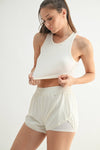 Mono B - Essential Micro-Ribbed Racer Athleisure Tank Top: BASIC WHITE / S:M:L (2:2:2)