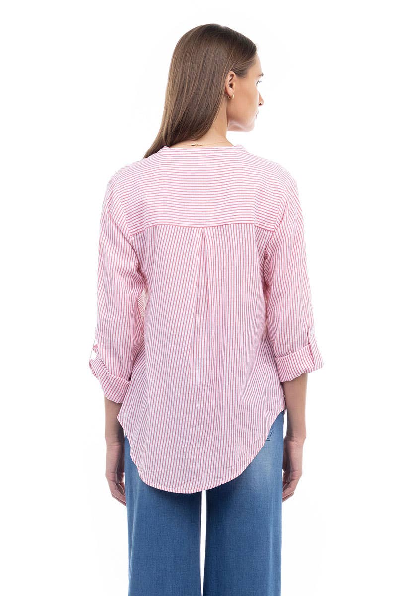 Leah Striped Shirt - Magenta