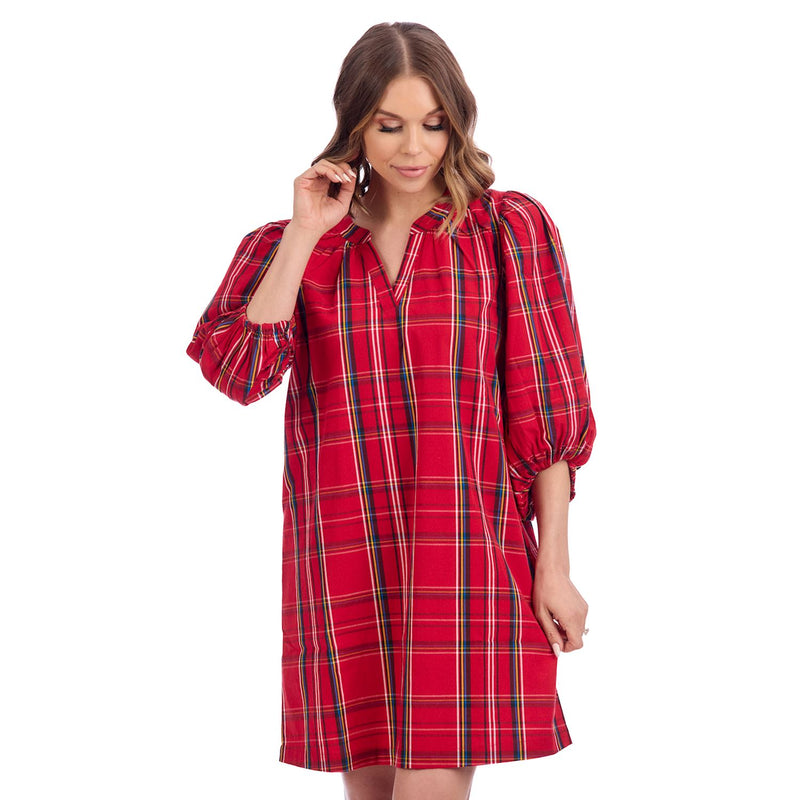 Red Babs Tartan Red Balloon Dress
