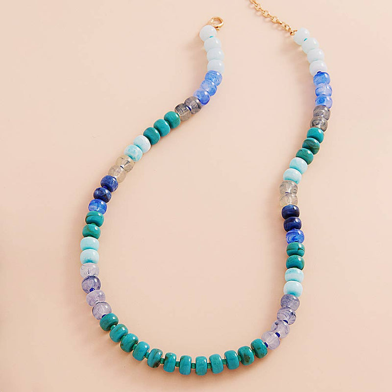 Sensibling Corp. - Ombre Flat Round Shaped Beaded Necklace
: Pink