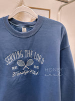 Honey Soul LLC - Embroidered Serving The Lord Sweatshirt: Indigo / Xlarge