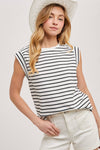 Bluivy - STIRPED MUSCLE TEE: IVORY / S