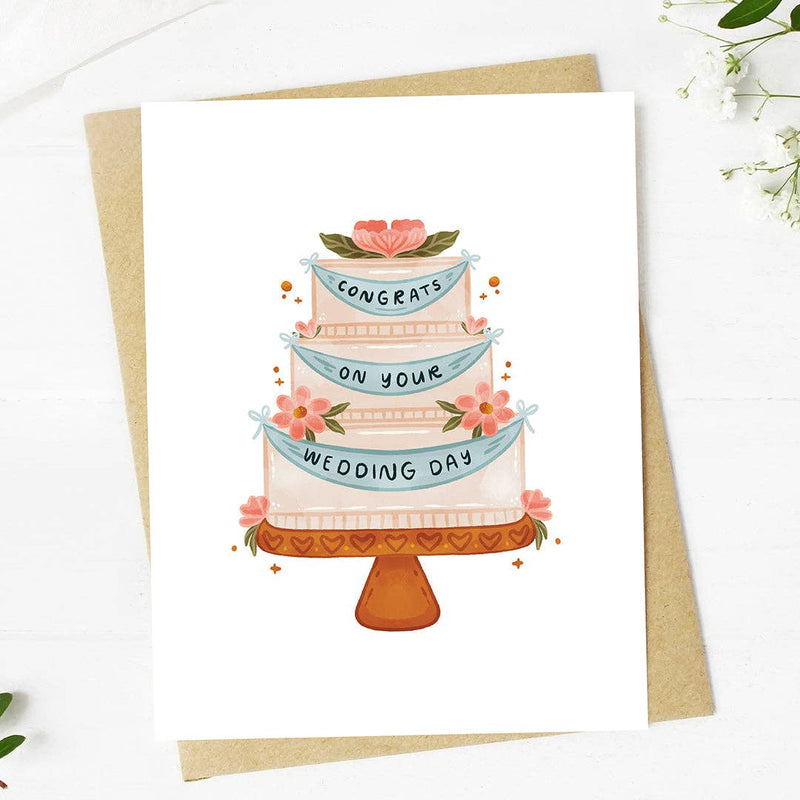 Big Moods - "Congrats on your wedding day" Wedding Cake With Banner Card
