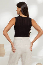 The Workshop Studio - SLEEVELESS ROUND NECK SWEATER KNIT TOP: BLACK
