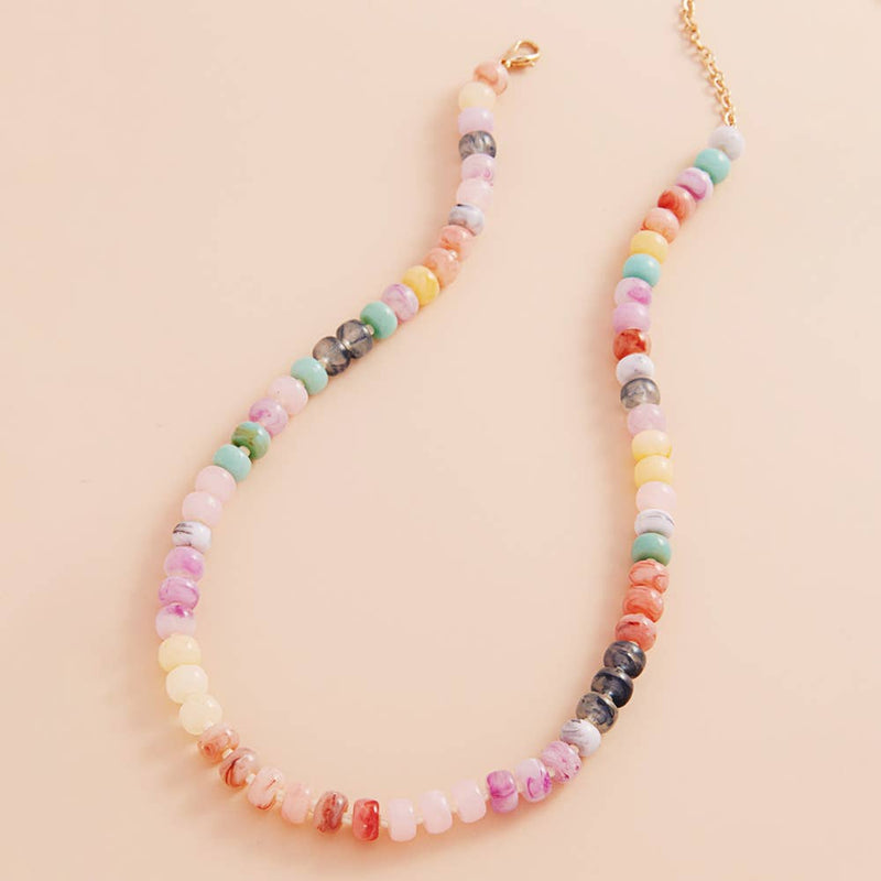 Sensibling Corp. - Ombre Flat Round Shaped Beaded Necklace
: Pink