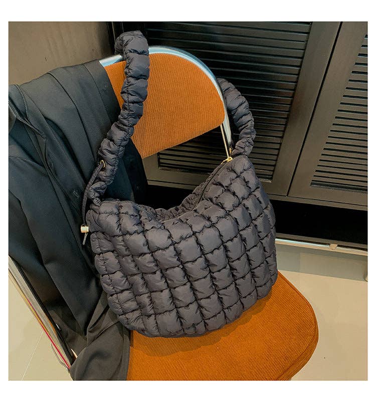 Solid Color Cloud Bag Casual Daily Shoulder Bag Black