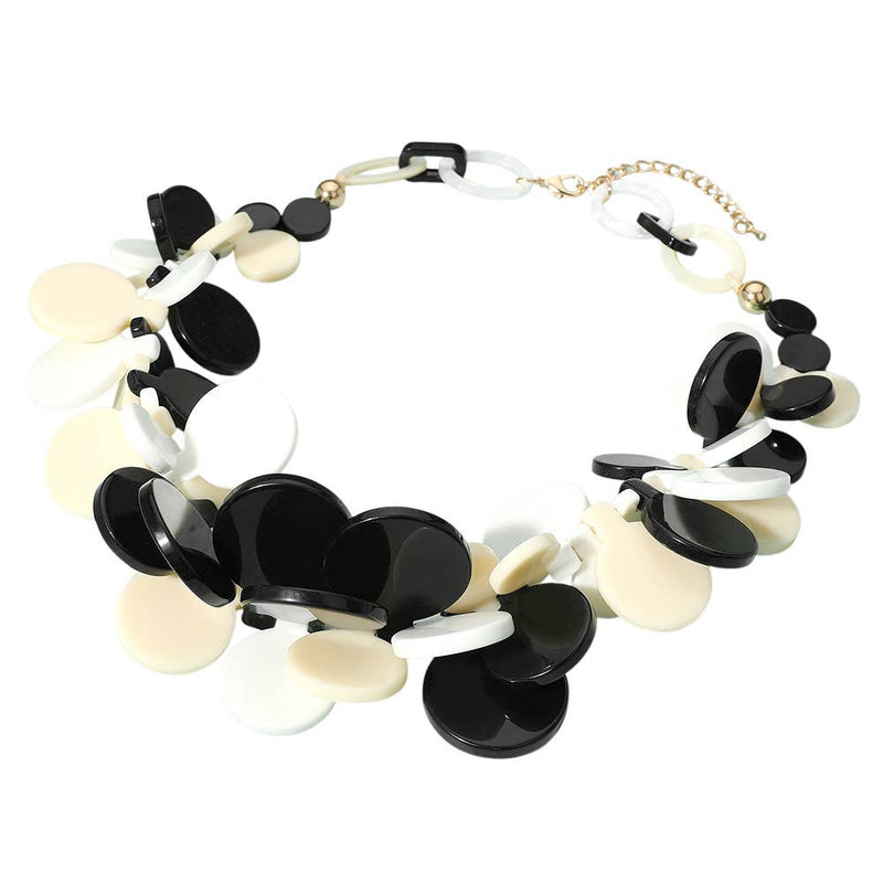 Sensibling Corp. - Bold Colorful Resin Disc Beaded Statement Necklace: Multi-Colored