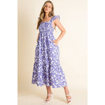 Smocked Flower Front Maxi Dress