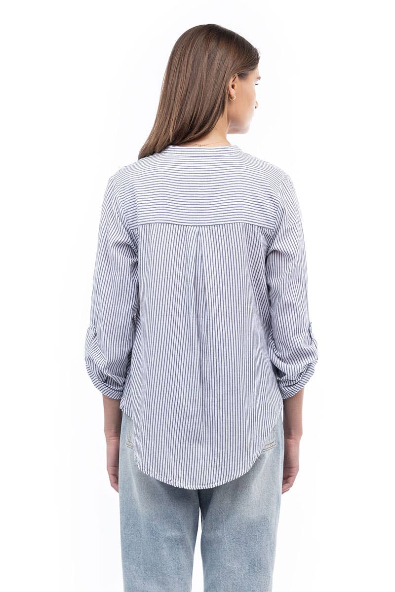 Naked Zebra - A&F: Striped Button Up Shirt: Poppy Red / S
