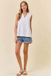 Rose Cotton Ruffle Textured Sleeveless Top