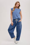 Bluivy - STIRPED MUSCLE TEE: IVORY / S