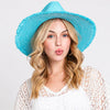 Sensibling Corp. - Frayed Solid Straw Sun Hat: Turquoise