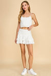 Blaire Pointelle Polka Dot Lace Trim Tank Top
