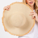 Sensibling Corp. - Frayed Edge Floppy Straw Sun Hat: Beige