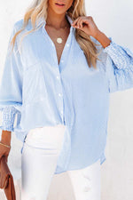 Smocked Cuffed Button Down