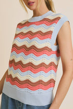 Wavy Sleeveless Knit Top
