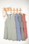 VERY J - NP70744-Striped Knit Casual Comfy Romper: DENIM / S-M-L/2-2-2