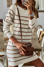 Striped Button Ribbed Dress