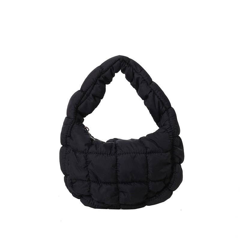 Solid Color Cloud Bag Cute Mini Handbag Black