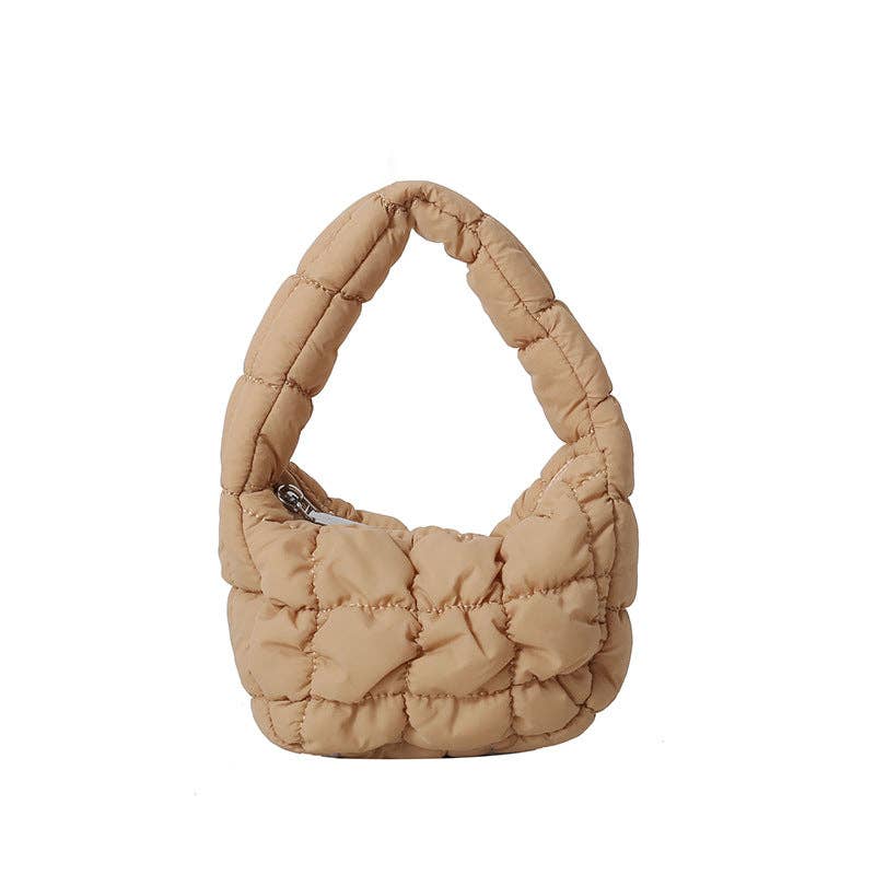 Solid Color Cloud Bag Cute Mini Handbag Khaki