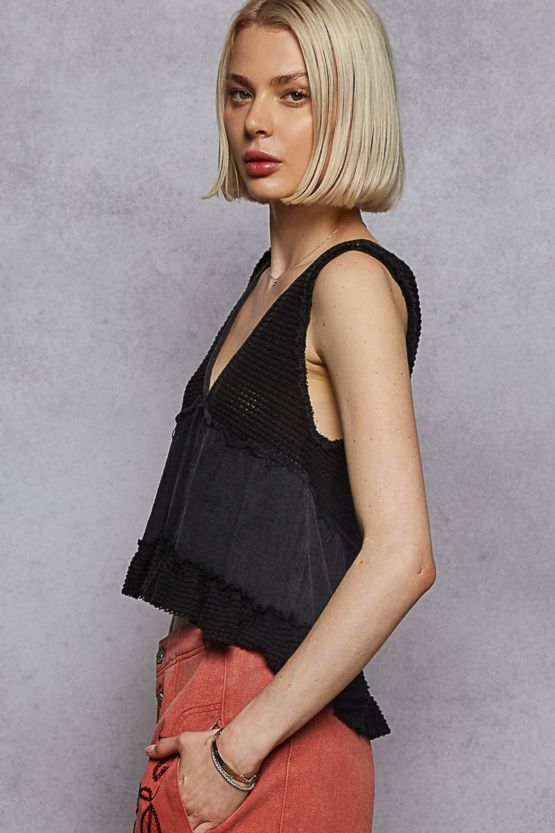 Penelope Sleeveless Cropped Baby Doll Top