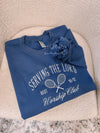 Honey Soul LLC - Embroidered Serving The Lord Sweatshirt: Indigo / Xlarge