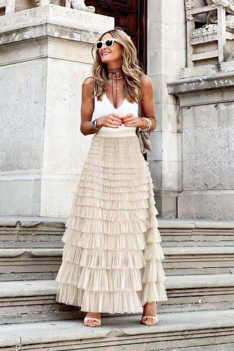 Gauze Tiered Skirt