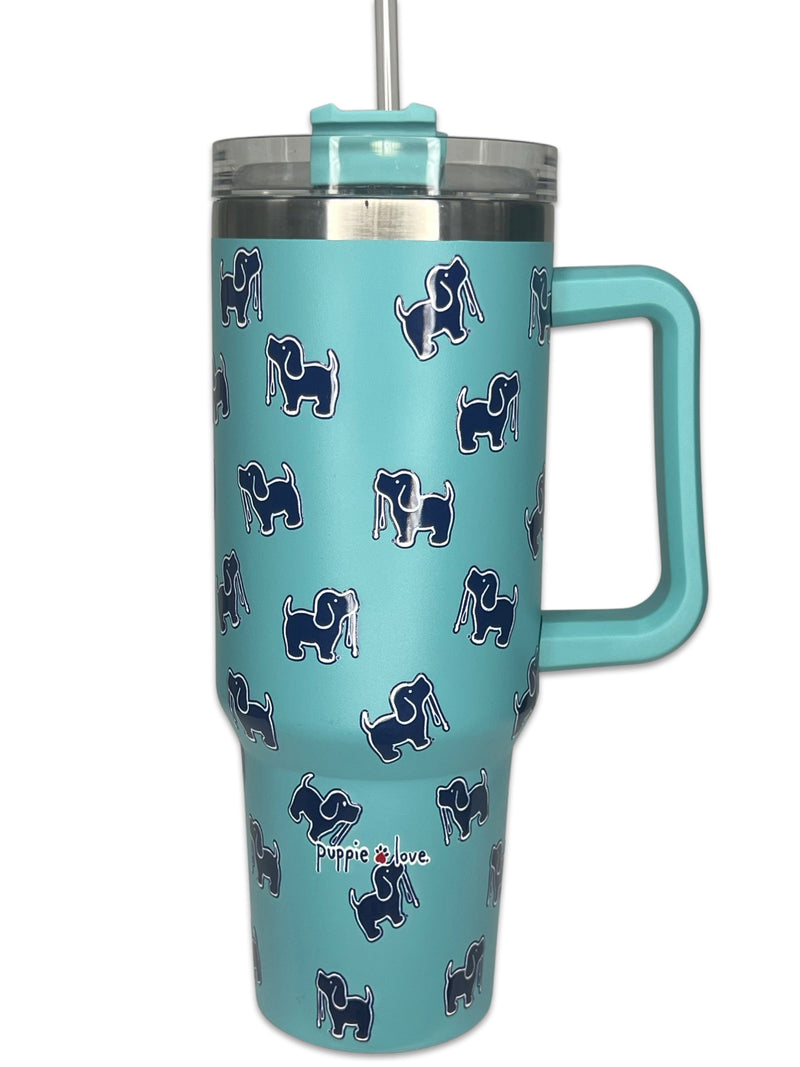 Coastal Blue 40 oz Tumbler (Puppie Love)