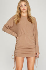 Dolman Sleeve Rouched Dress