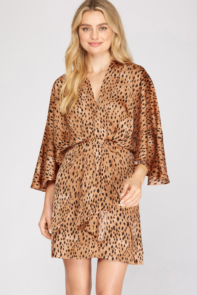 Cheetah Cape Sleeve Dress