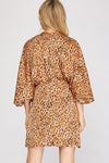 Cheetah Cape Sleeve Dress