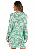 La Blanca Batiki Balinese Lace Up V-Neck Tunic Cover Up