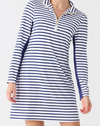 Cabana Life Navy Stripe 1/4 Zip Sport Dress
