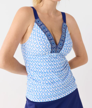 Cabana Life Seaside Embroidered Tankini Top