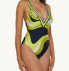 Trina Turk Plunge One-Piece Swimsuit - Serena Swirl