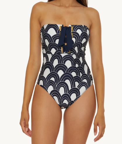 Trina Turk Lace-Up Bandeau One-Piece Swimsuit - Arches