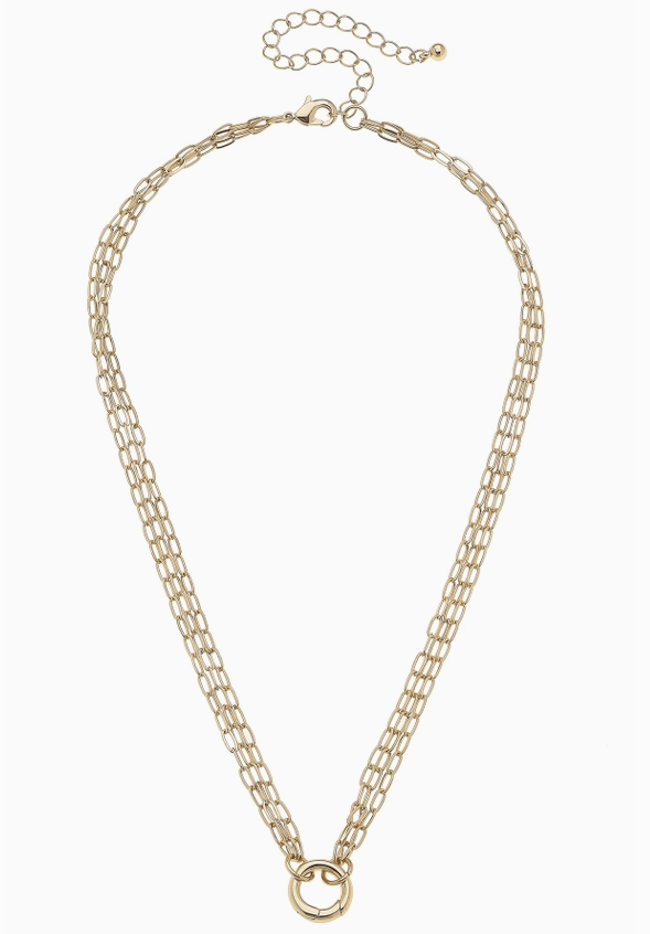 Celia 3-Row Dainty Charm Necklace Base in Shiny Gold