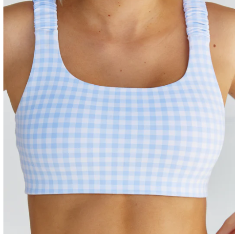 Astoria Blue plaid sports bra
