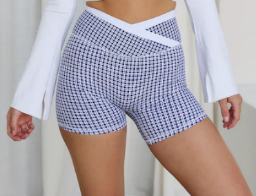 Astoria Blue Plaid Biker Shorts