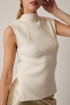 Sunday Edition by LE LIS - MOCK NECK SLEEVELESS SWEATER: CREAM / S