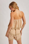 Bluivy - STRAPLESS EMBROIDERED TRIM JUMPSUIT: Beige / S