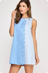 Scallop Color-Block Linen Mini Dress