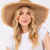 FRAYED EDGE FLOPPY STRAW HAT.