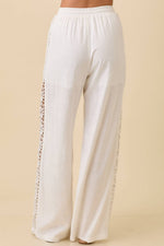 Linen Blend Lace Trim Pant