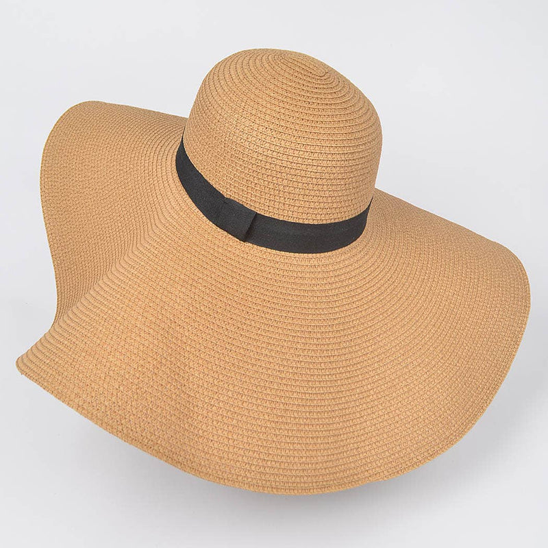 Faux Straw Wide Brim Band Hat