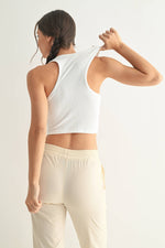 Mono B - Essential Micro-Ribbed Racer Athleisure Tank Top: BASIC WHITE / S:M:L (2:2:2)